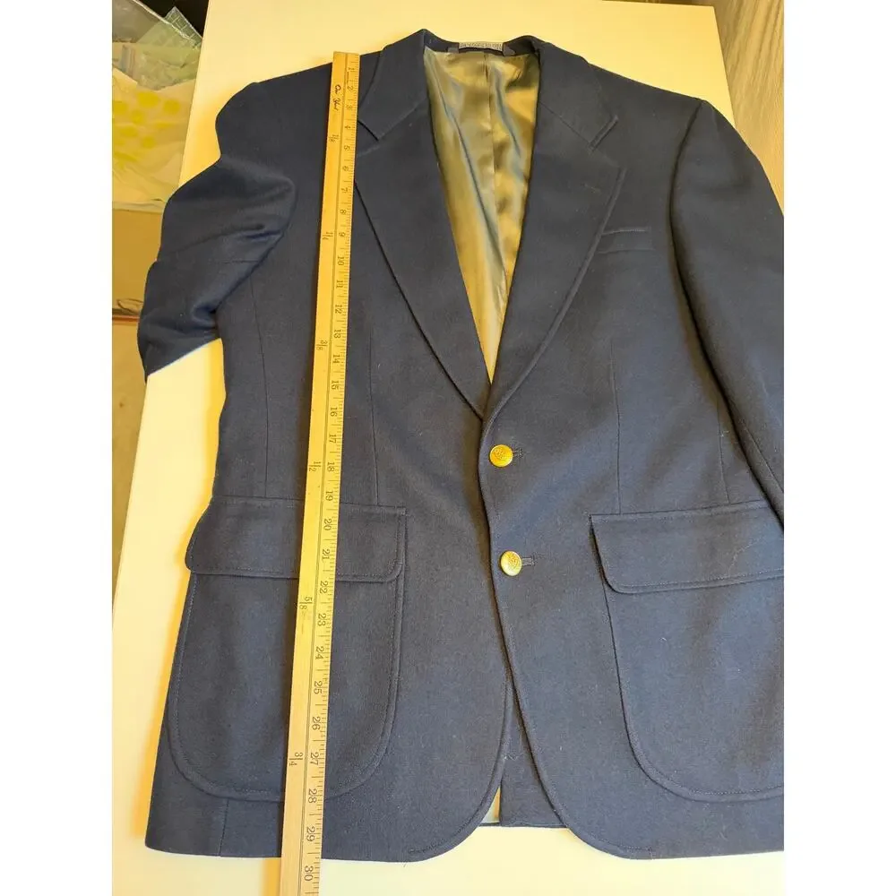 Lands’ End Men’s 38R Navy Blue Wool Blazer Gold Buttons Preppy Trad Ivy League